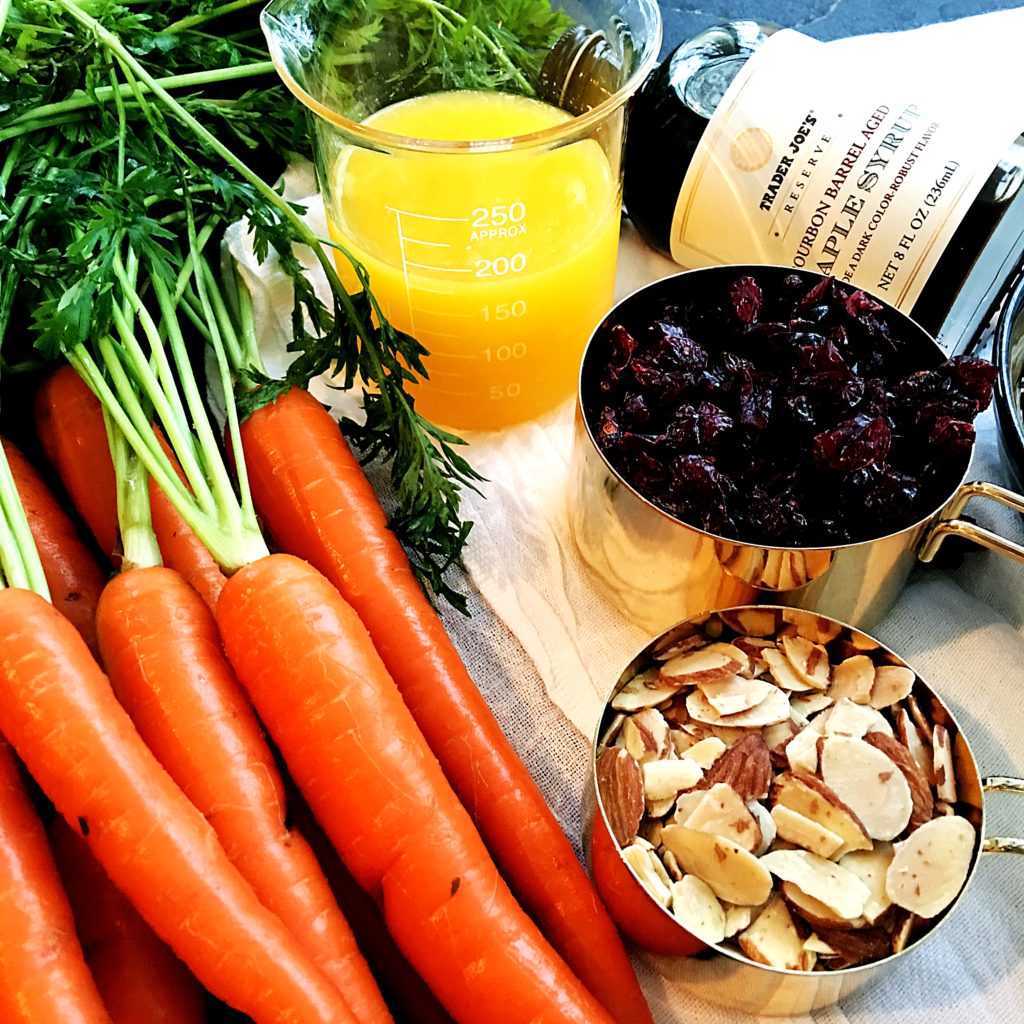 ingredients for maple roasted carrot salad